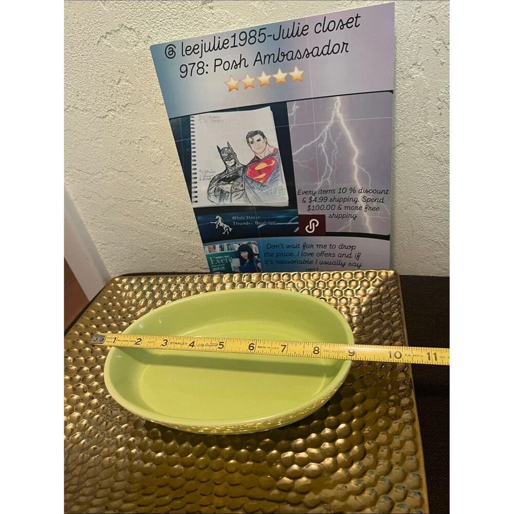 #2309*”6x9”Green Ceramic Serving Bowl - Home Dining